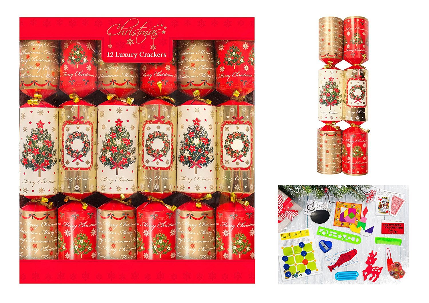 Christmas Crackers Box of 12 Luxury Xmas Crackers Christmas Decorations