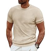 PJ PAUL JONES Men's Short Sleeve Knit T-Shirts Casual Crewneck Solid Texture Knit Shirt