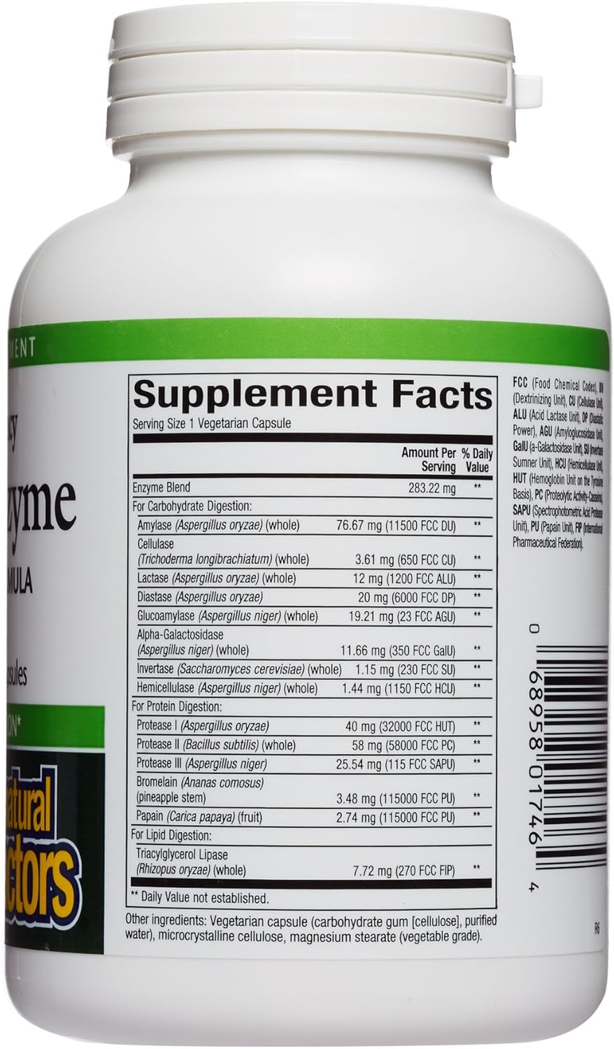 Natural Factors, High Potency Multi Enzyme Vegetarian Formula, Plant-Based Digestive Aid, 120 capsules (120 servings): Health & Personal Care