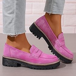Womens Loafers Shoes Platform Chunky Penny Loafer