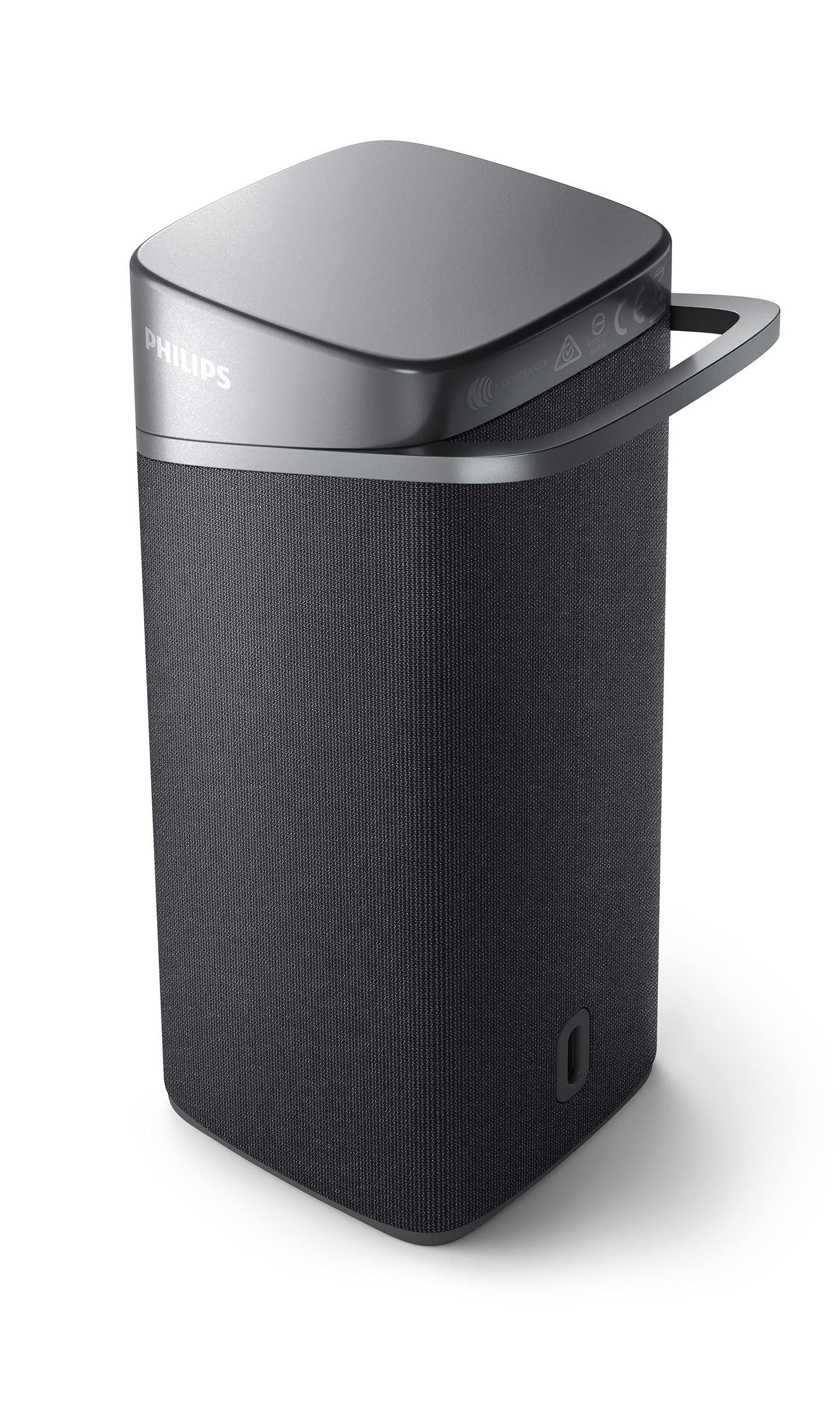 PHILIPS S3505 Wireless Bluetooth Speaker with Bold Sound, Kvadrat Speaker Fabric, Up to 10 Hours Playtime, IPX7 Waterproof, Shower Ready, Small Size, Gray