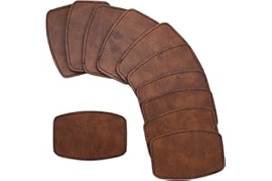 SmallCat 10 PCS Curved Rectangle Leather Patches for Hats, Iron on Blank Patches, Artificial Leather Patches for Laser Engraving, Repair Patches for Sewing Crafts, Hats, Jackets - Dark Brown