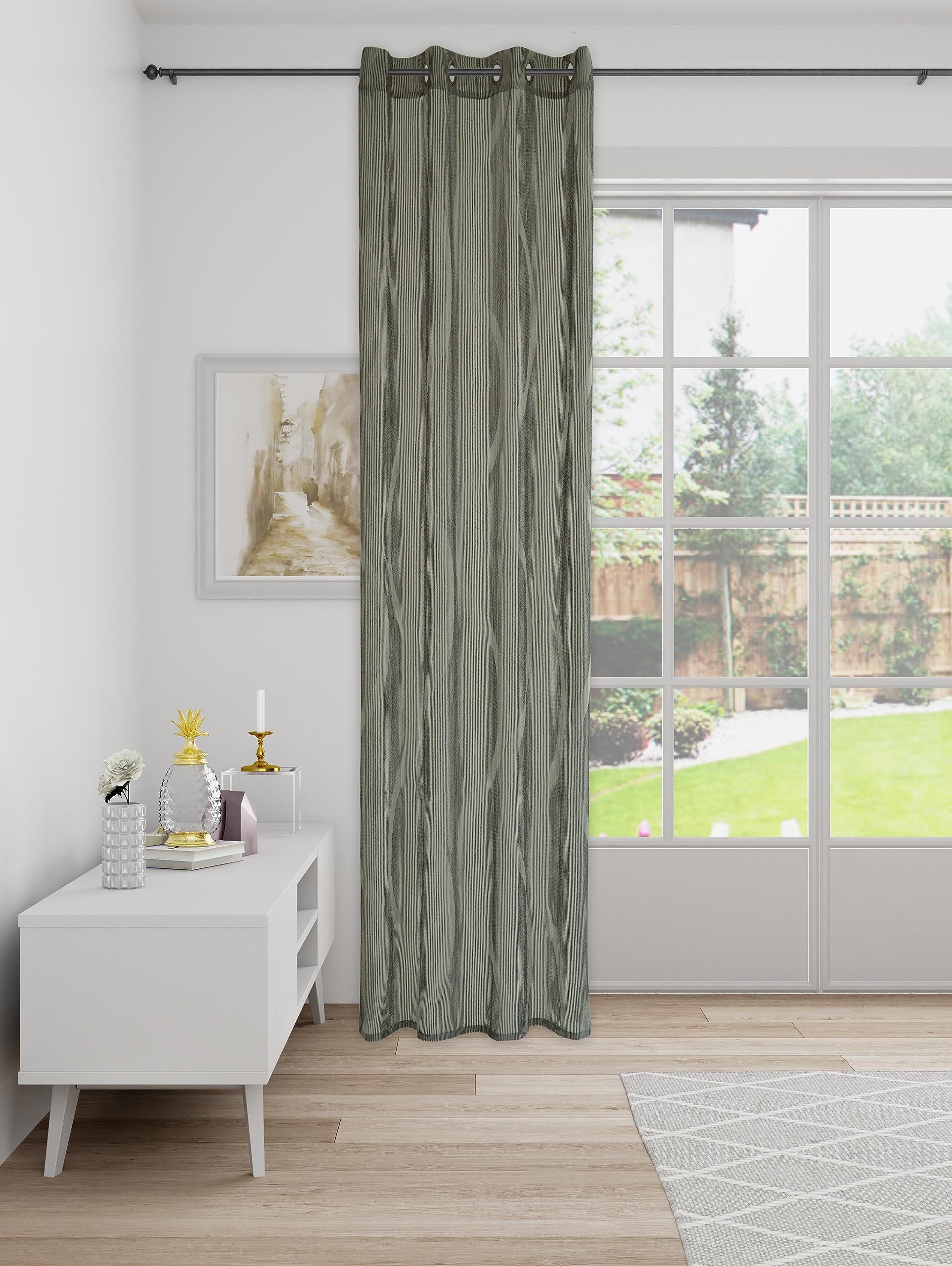 Homing Eyelet Curtain with Waves Crashop Look Modern Decorative Anthracite