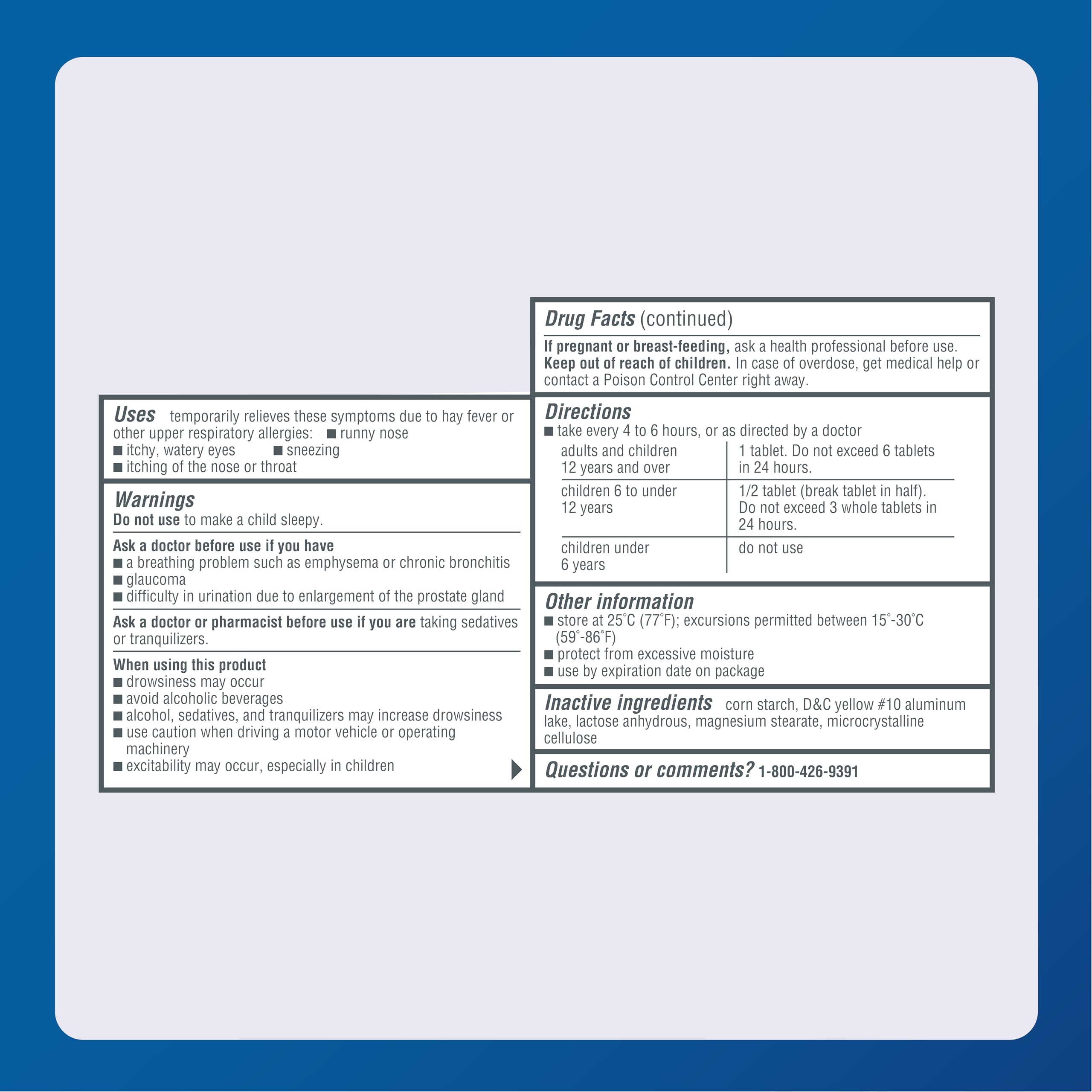 MAJOR 4 Hour Allergy Tablets - Chlorpheniramine Maleate - 4 mg - Antihistamine - 1000 Count