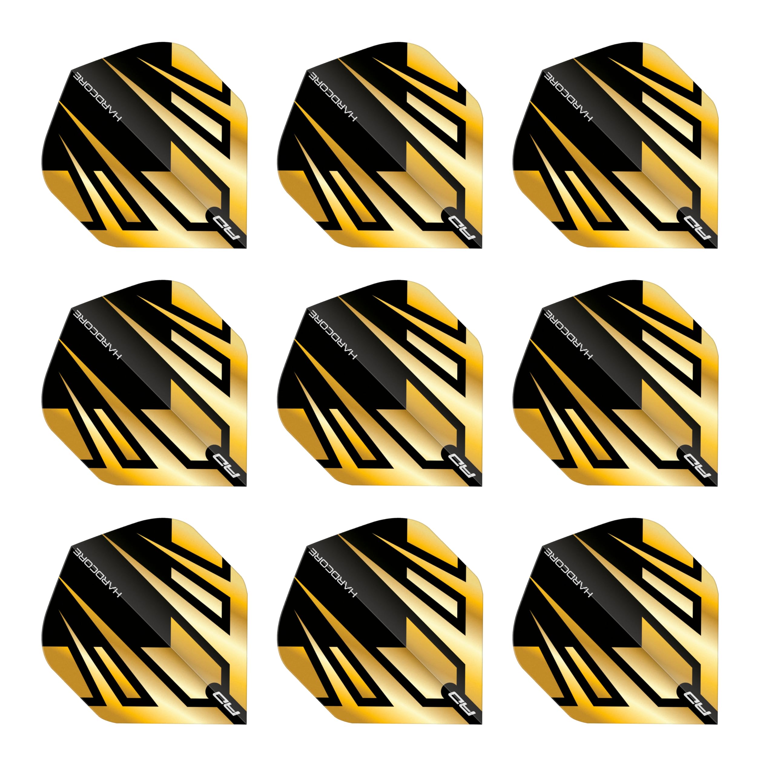 RED DRAGON Hardcore Premium Gold & Black Tribal Dart Flights - 3 Sets Per Pack (9 Dart Flights in total)
