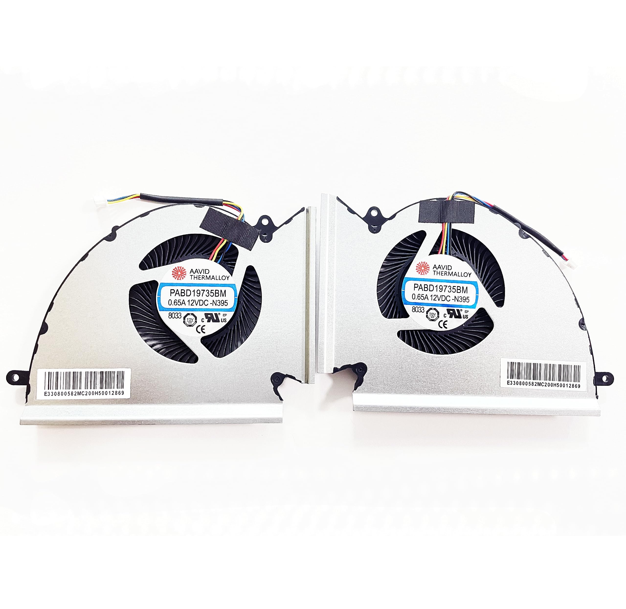 Fleshy Leaf Replacement CPU + GPU Cooling Fan for MSI GE76 GP76 WE76 MS-17K3 MS-17K2 MS-17K1 Series PABD1A010SHL-N452 PABD1A010SHR-N451 DC12V 0.6A Fan