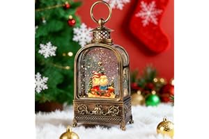 AIXULER Gnome Snow Globe Christmas, 10.2 Musical Snow Globe Lantern Lights with 6H Timer Battery & USB Powered, Retro Style Holiday Glitter Snow Globes for Xmas Home Decoration Indoor Party Gifts