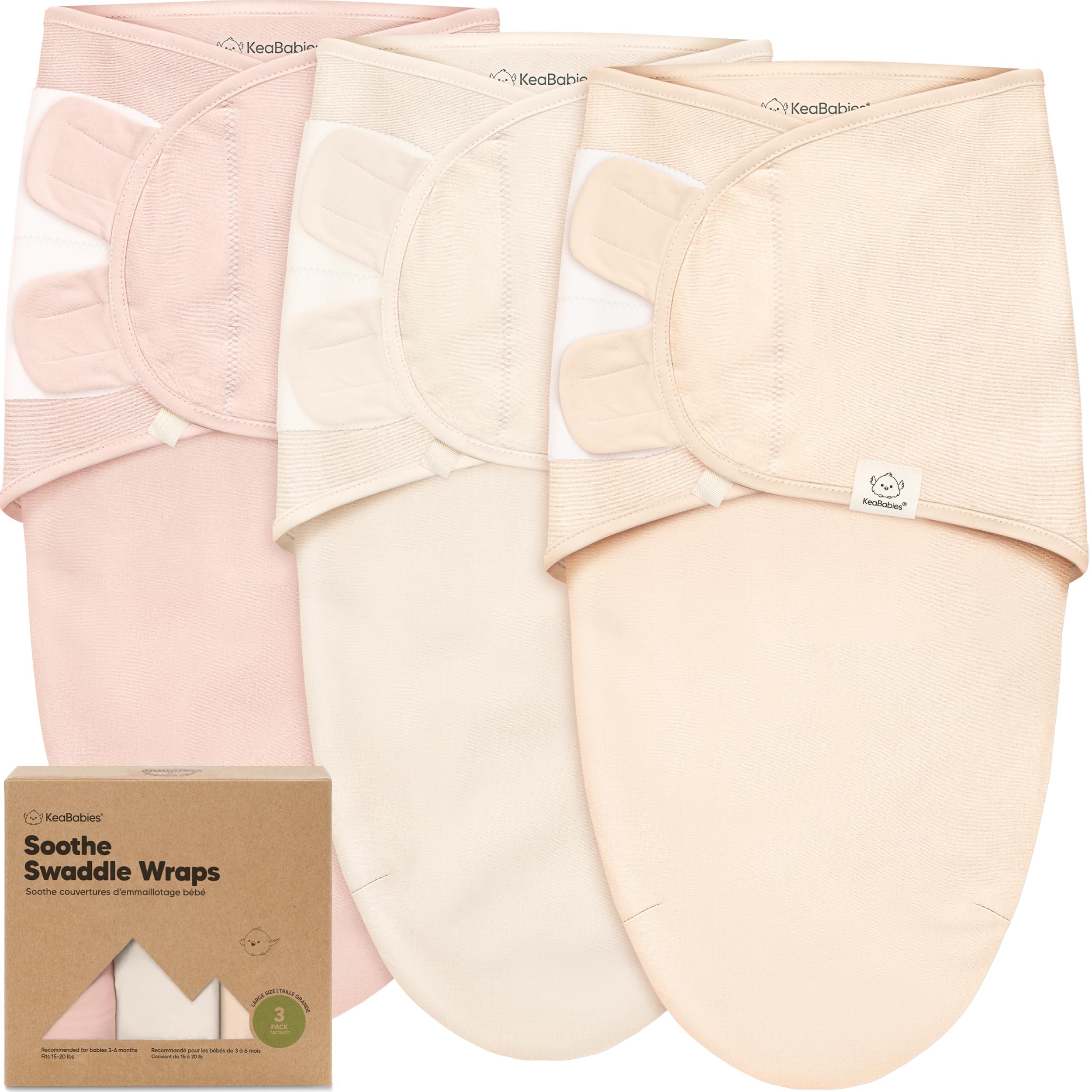 Photo 1 of 3-Pack Organic Baby Swaddle Sleep Sacks - Swaddles for Newborns, Infant 3-6 Months, Baby Girls, Boys, Soft & Snug Newborn Sleep Sack, Nursery Swaddling Blankets (Angelic, L)