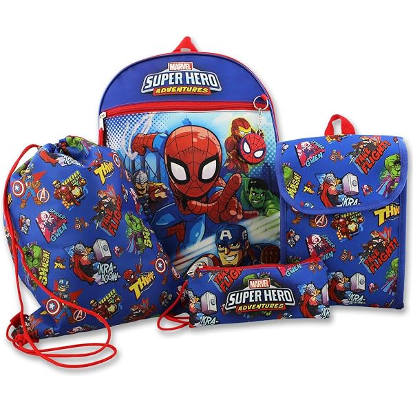 Ruz Marvel Spiderman Backpack And Lunch Box Set For Boys - 16 Inch Backpack With Removable Insulated Lunch Bag