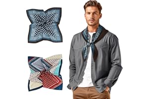 GERINLY Mens Silk Feel Scarf 2 Pack, 27 Inch Neckerchief Ascot, Novelty Head Bandana Wrap