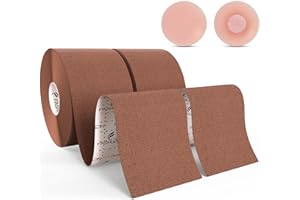 FASHLON Boobtape Lift Tape, 2-Roll, Safe for Sensitive Skin, Fits A-DD Cups, Ultra-Breathable Premium Cotton Breast Lift Tape