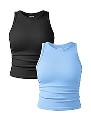 OQQ Women's 2 Piece Tank Tops Crew Neck Sleeveless