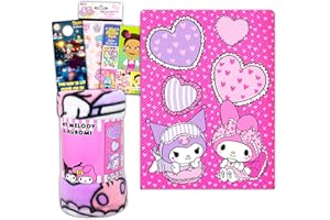 Hello Sanrio Sanrio Hello Kitty Fleece Blanket Set - My Melody and Kuromi Blanket Bundle with Hello Kitty Stickers and More f