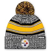 FOCO NFL Unisex-Adult NFL Team Logo Heather Stripe Pom Beanie Hat