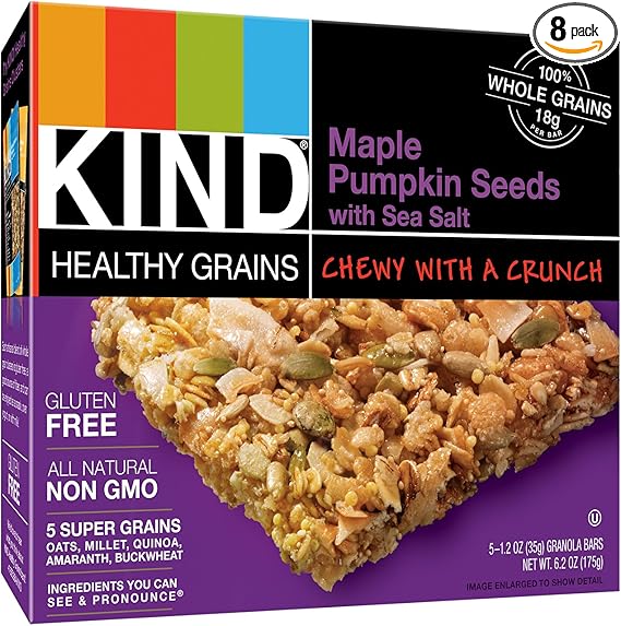 Amazon Com Kind Maple Pumpkin Seed Bar With Sea Salt 5 Count Pack Of 8 Health Personal Care