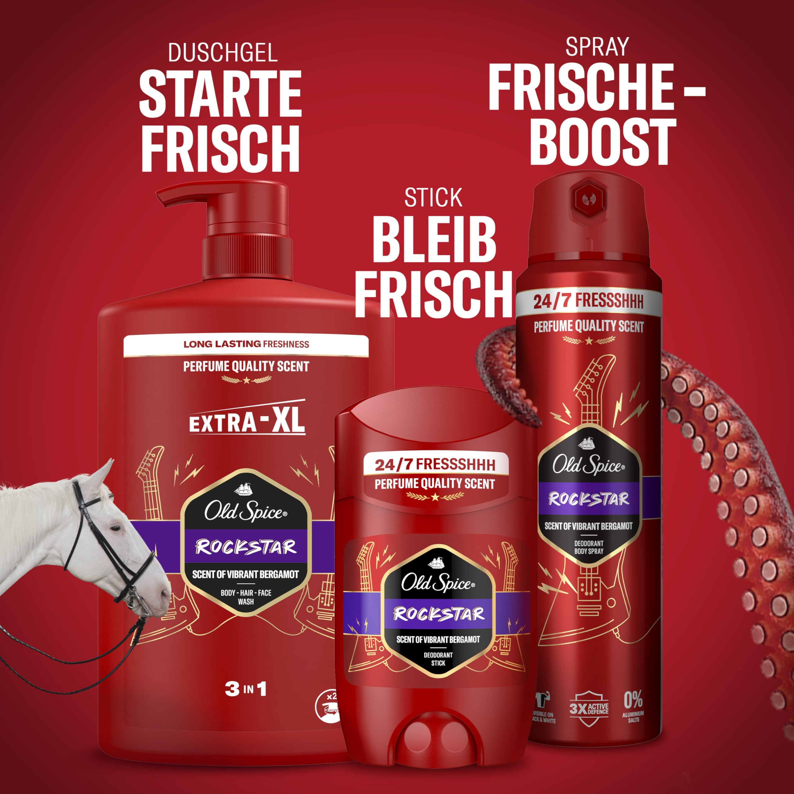 Old Spice Rockstar 3-in-1 Duschgel für Haar, Gesicht und Körper 1000 ml, langanhaltende Frische, Duft von Parfümqualität, Tiefenreinigung 7
