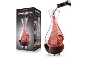 Final Touch L'Grand Conundrum Aerator Wine Decanter | Full Bottle - 25.4 Oz. | Hand Blown, Lead-Free Crystal Clear Quality Gl