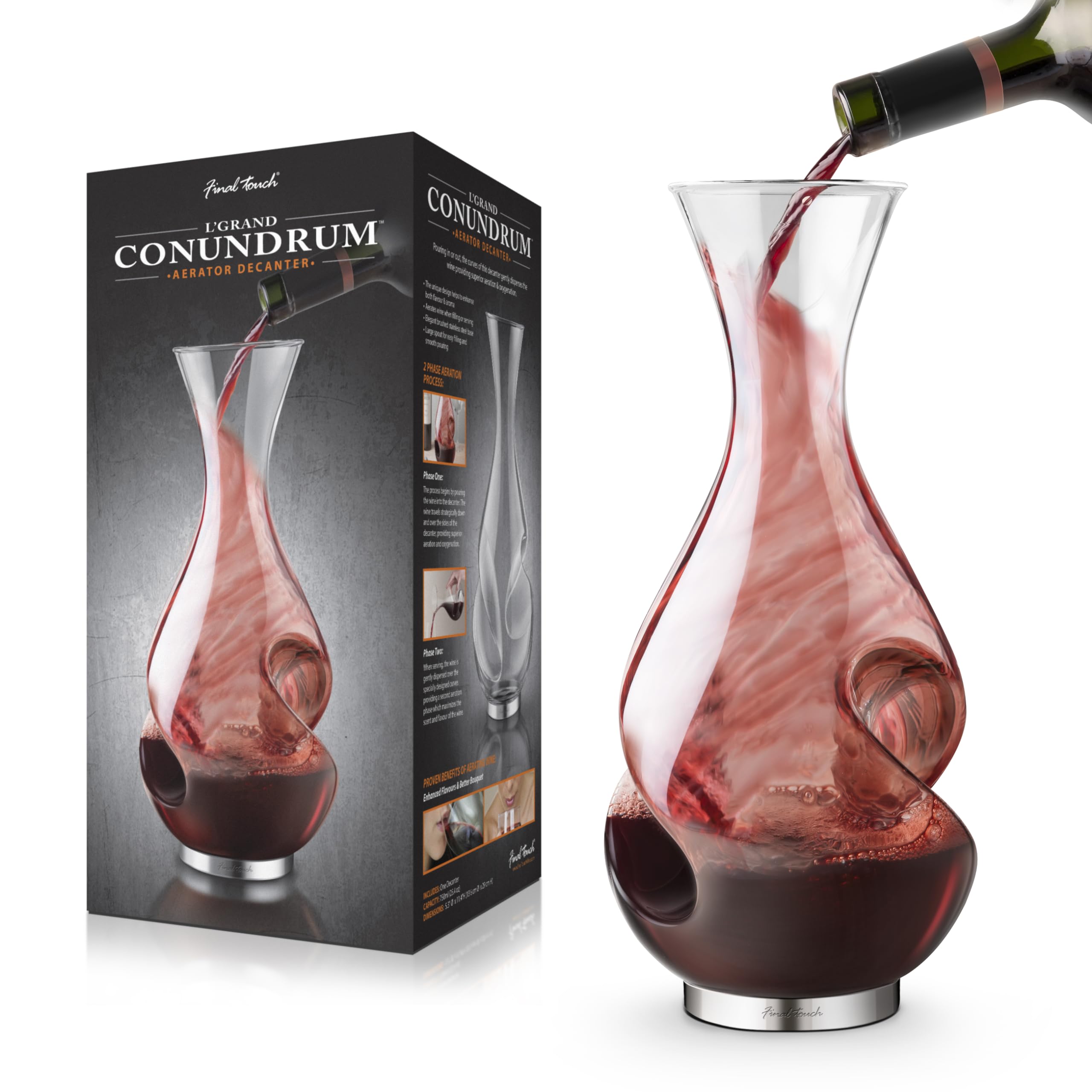 L'GRAND Conundrum Wine Aerator Decanter Full Bottle 750ml Capacity