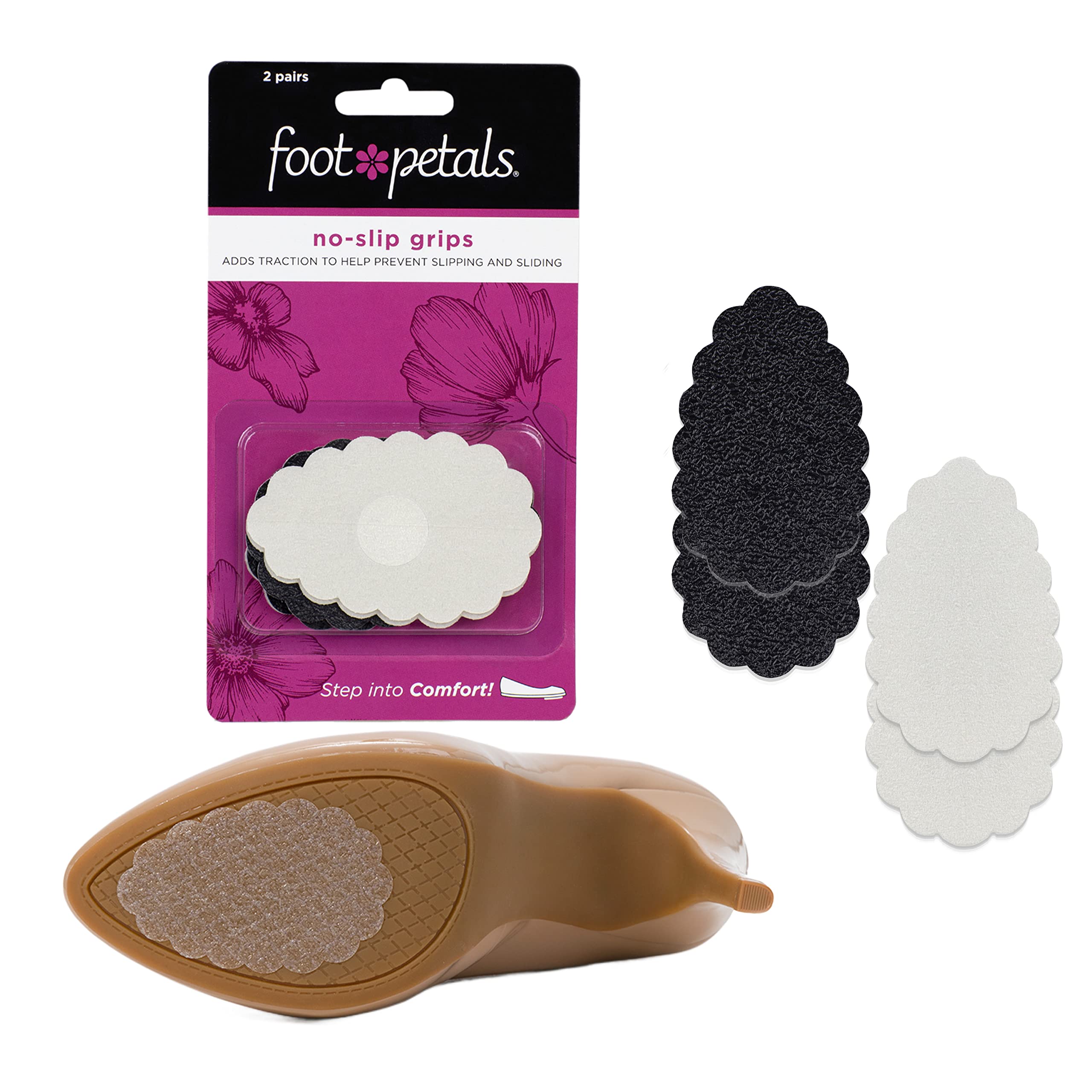 FOOT PETALS Women's Non Slip Shoe Grip-Round, Clear/Black, One Size