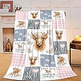 Highland Cow Blanket Super Soft Warm Fluffy Fleece Flannel Cattle Animal Throw Blanket Cozy Fuzzy Plush Stuff Bedding Blankets Gifts for Women Kids Boys Girls Adults 50"X40"