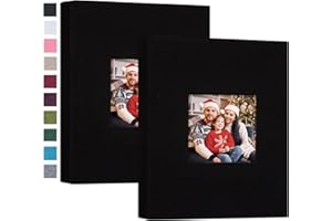 Mublalbum Small Photo Album 5x7 Photos 2 Pack Linen Cover Each Mini Photo Book 26 Pages Holds 52 Vertical 5x7 Pictures for Artwork Postcards or Picture Storage (Black)