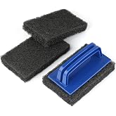 Blackstone Grill Cleaning Kit, Heavy Duty Griddle Scrubber Scouring Pad &amp; Handle, Griddle Cleaning Brush for Charcoal, Gas Grills, Cast Iron Cookware, Oven, Grate, Stovetop