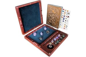 FIRST REIGN Wooden DnD Dice Tray & DnD Journal | Large D&D Dice Box with Double Rolling Tray & Storage – Fits 2 RPG Dice Sets, Miniature & Pencil (Dice & Mini Not Included) | Tabletop RPG Accessories & Gifts