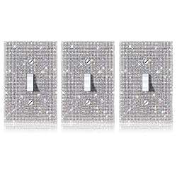 (3PCS) BLING SILVER RHINESTONE LIGHT SWITCH COVER