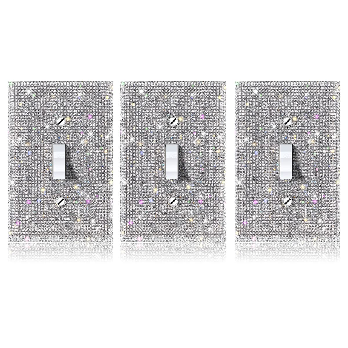 (3PCS) BLING SILVER RHINESTONE LIGHT SWITCH COVER