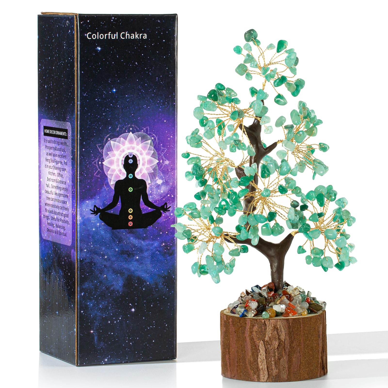 XIANNVXI Green Aventurine Crystal Tree Crystal Tree of Life Green Ornaments for Living Room Positive Gifts Good Luck Gifts Living Room Decor