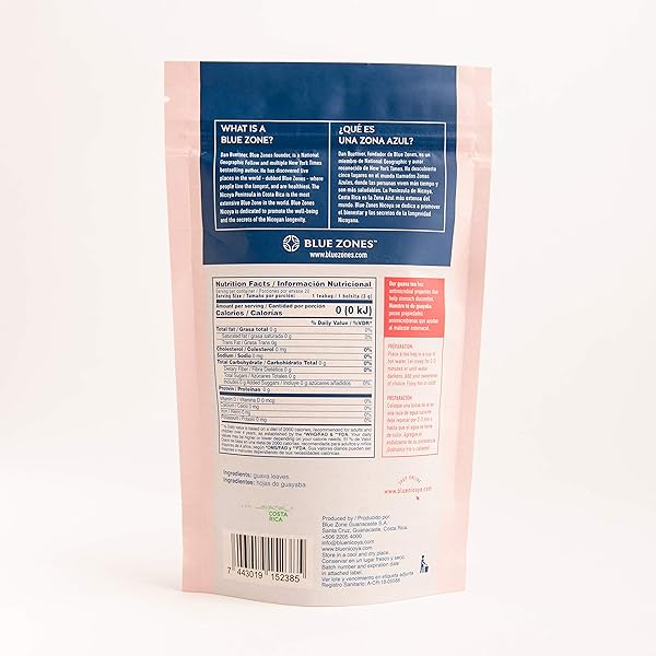 BLUE ZONES NICOYA – GUAVA LEAF FLAVORED TEA BAGS – 100% NATURAL, AND REFRESHING – HIGH MICRONUTRIENTS – GLUTEN, CAFFEINE, SUGAR-FREE – PACK OF 20 (2.11 OZ/ 60 G)