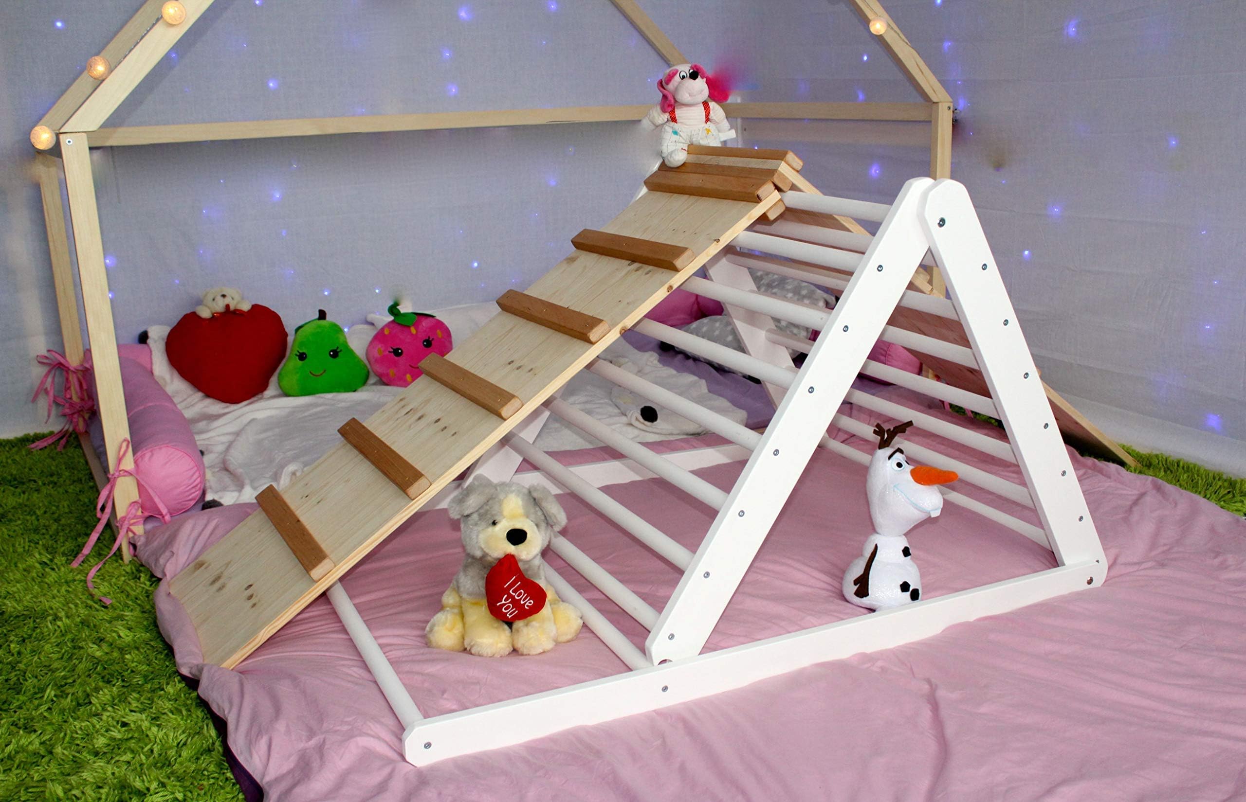 Triangle, Step Triangle, Climbing ladder for toddler, Climbing triangle for toddlers , The ramp you can add in options.