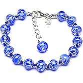 Authentic Murano Glass Bracelet Handmade In Italy Aventurine Glass Beads Hand Blown Glass