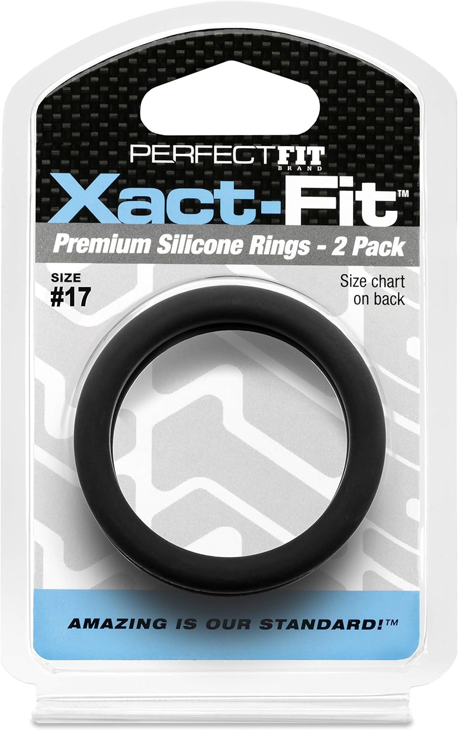 PerfectFitBrand - #17 Xact-Fit-(43mm Diameter) Silicone Cockring Double Set - Black - Image 3
