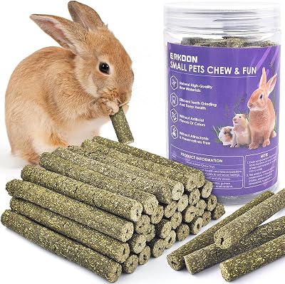 ERKOON 38 Pcs Timothy Grass Chew Sticks for Rabbits and Small Pets