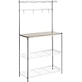 Amazon Basics Kitchen Storage Baker's Rack with Wood Table, 63.4"H x 36"L x 14"W - Chrome/Wood