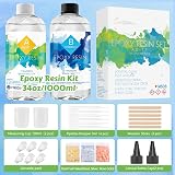 Suzzam Epoxy Resin Kit 1000ml 1:1 Crystal Clear with Gold Foil, Gloves view 2