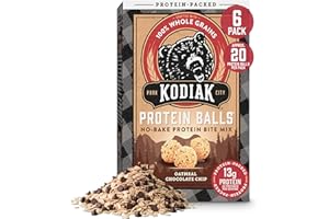 Kodiak Cakes Oatmeal Protein Ball Mix, Chocolate Chip, High Protein, 100% Whole Grains, (Pack of 6)