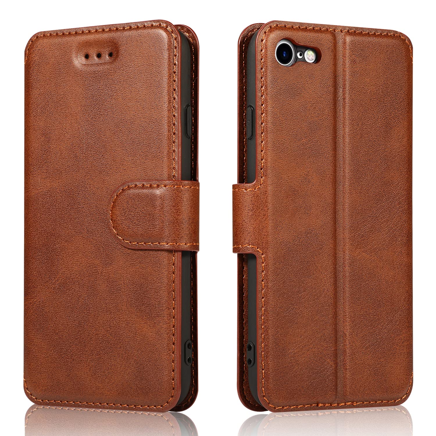 QLTYPRI Case for iPhone 6 iPhone 6S, Premium PU Leather Simple Wallet Case with Card Slots Kickstand Magnetic Closure Shockproof Flip Cover - Brown