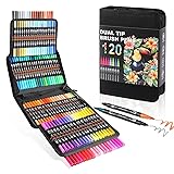 TOSHARE Double Brush Marker Pens, 120 Colors Art