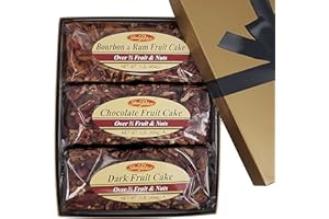 Jane Parker Fruitcake Triple Delight Fruit Cake Assortment, 3 Pound Gift Box, Bourbon & Rum, Chocolate, Dark (Packaging may vary) Box-Holiday Cake-Christmas Cake-The Best Fruitcake You Can Buy