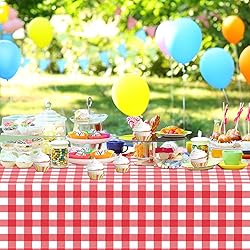 WNINK 4 Pack Red Gingham Tablecloth Rectangular Red