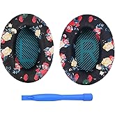 Replacement Ear Pads for Bose QuietComfort 35 (QC35) and 35 II (QC35 II) Over-Ear Headphones by MMOBIEL – Memory Foam Cushions – Noise Isolation (Flower Print)