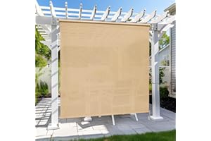 KANAGAWA Outdoor Roller Shade 8'X8' Sesame Exterior Cordless Patio Roll Up Shades for Outside Pergola Porch, Outdoor Blinds for Patio