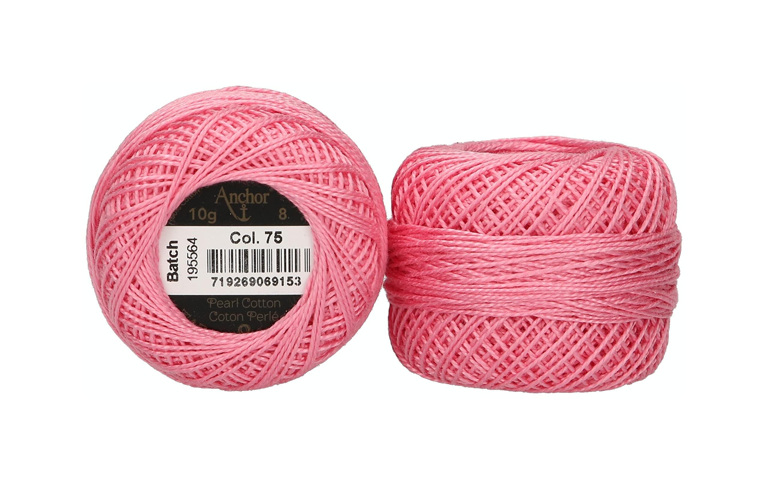 Anchor 4591008-00075 Embroidery Thread, 100% Cotton, Pearl Pink, Thickness 8, 82 m, 16 g — image 1