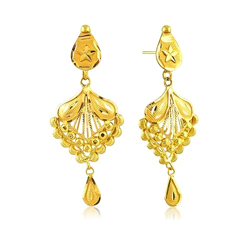 22k (916) Yellow Gold Drop Earrings for Women