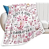 SweetFox Just A Girl Who Loves Axolotls Blanket Cute Axolotl Decor Throw Blanket Gifts for Girls Boys Lovers Super Warm Soft Plush Fleece Flannel Bedding Blankets for Kids Adults Men Women 50"X40"