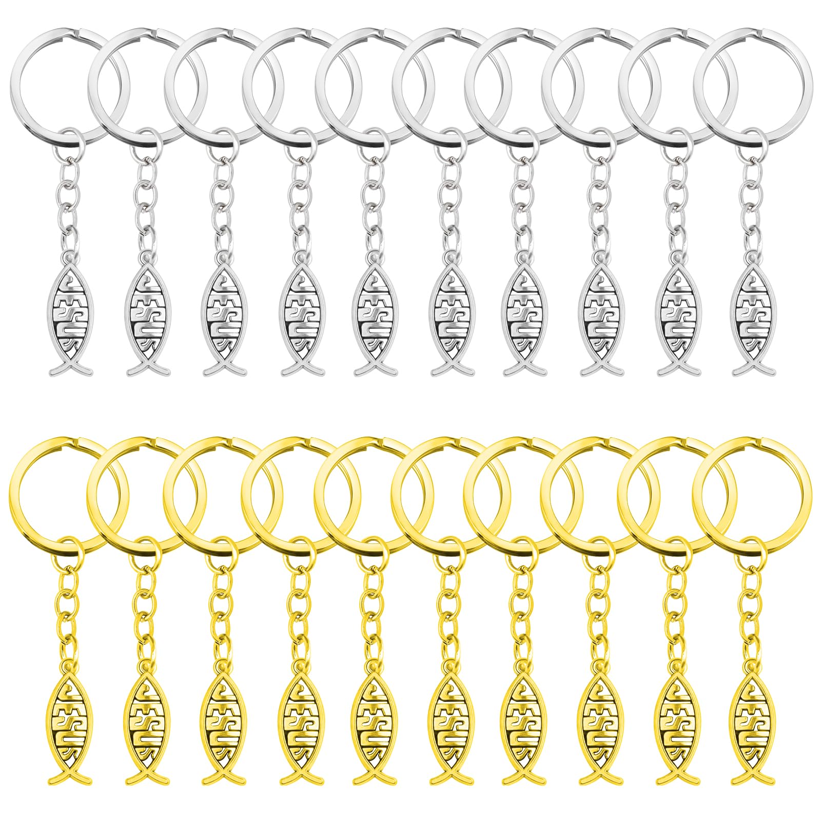 Photo 1 of 6 PACK Adodotoe 30 Pcs Jesus Fish Keychains Baptism Favors Christian Keychain Religious Keychain Bible Verse Keychain Jesus Gifts for Men (sliver and gold)