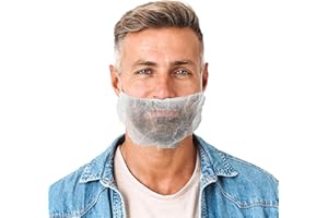 AMZ Medical Supply White Disposable Beard Nets Food Service, 18 x 8 Inch. Pack of 100 Soft Polypropylene Beard Guard for Men. Kitchen Hair Cover for Cooking, Cleaning. Elastic Loop Hair Cover for Men
