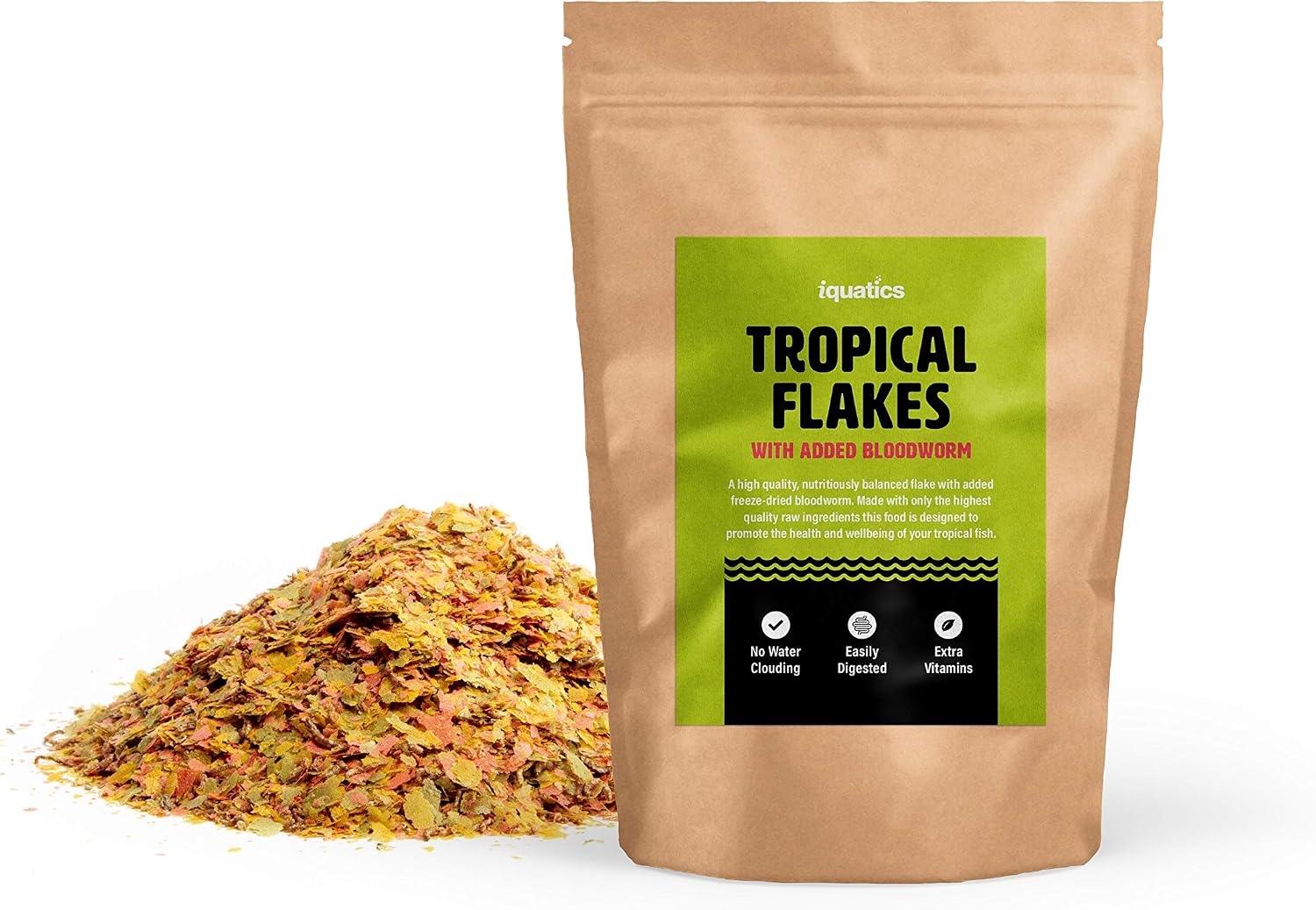 iQuatics Nutritional Tropical Fish Food Flakes With Added Bloodworm - 100G, 100 g (Pack of 1)